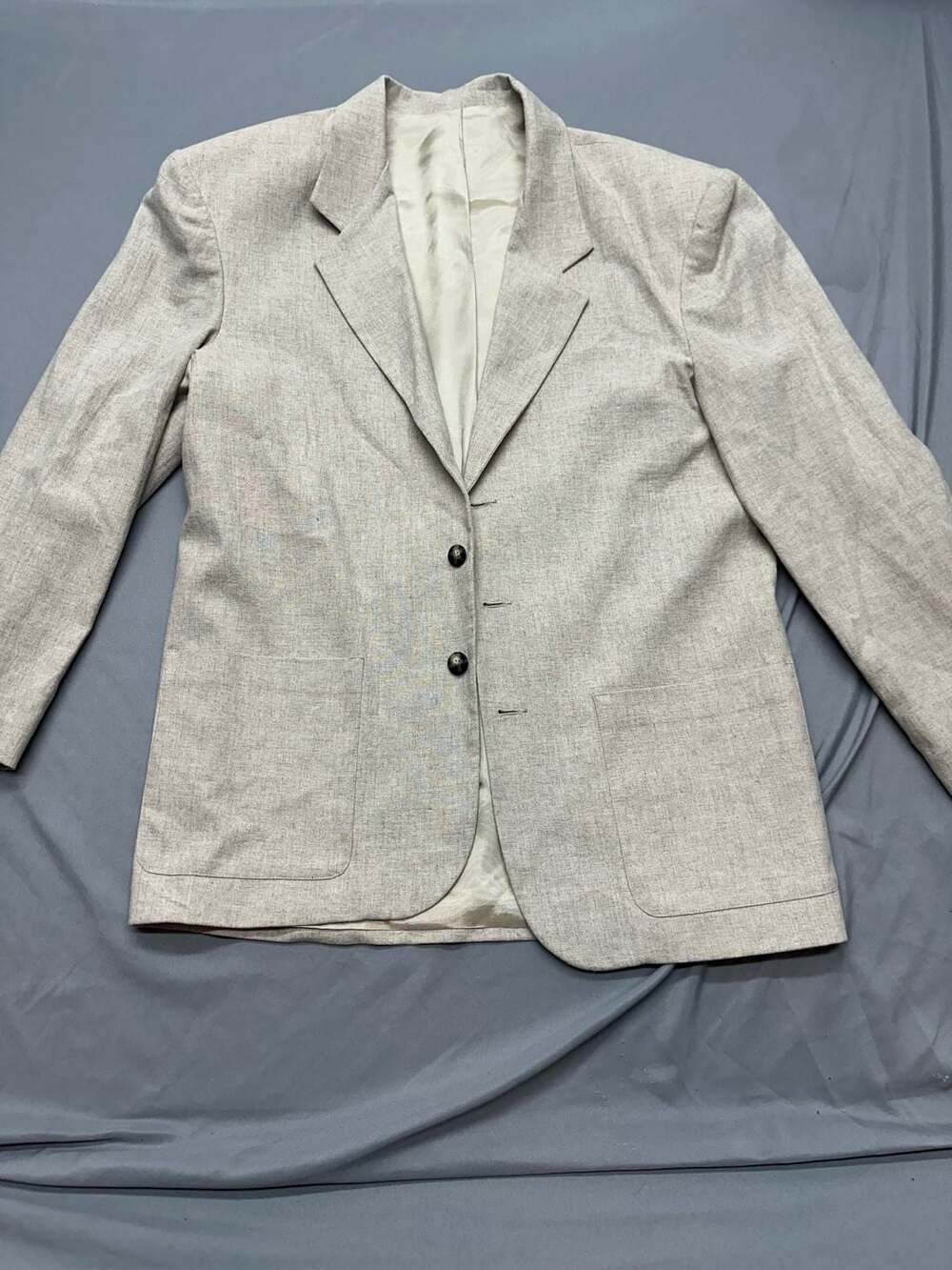 City Streets Vintage Men's Beige Linen Blend 3-Button Blazer Jacket Size M